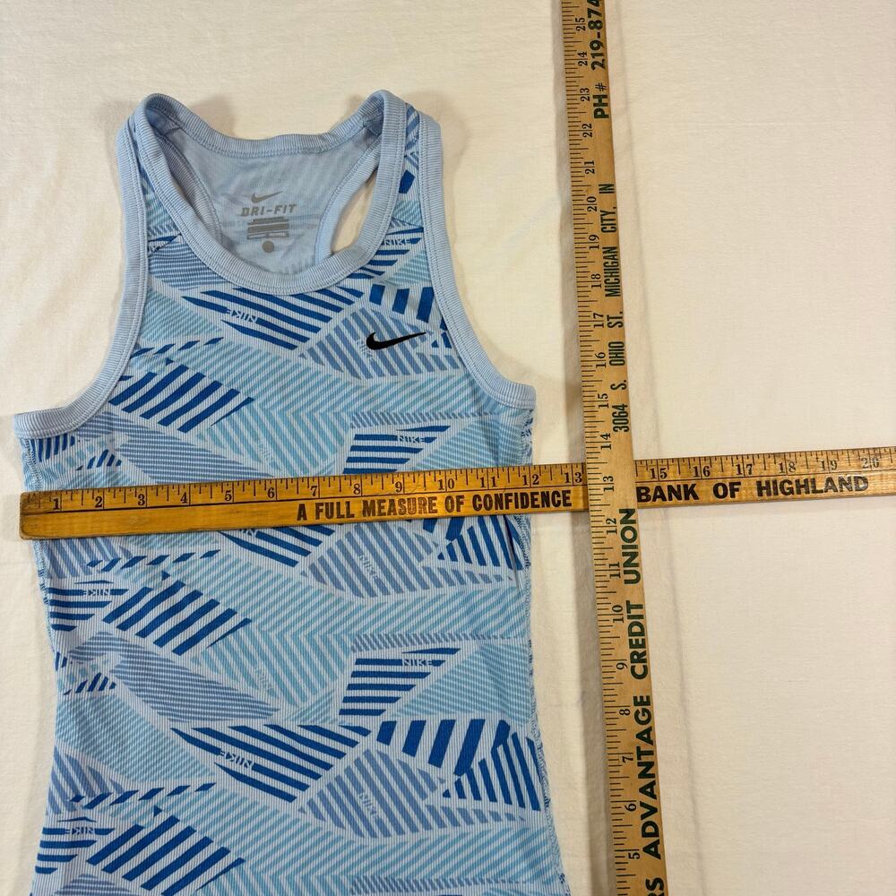 Nike Dri-FIT Ribbed Racerback Tank Top, Girls Size L, Geometric Blue Pattern - Picture 3 of 5
